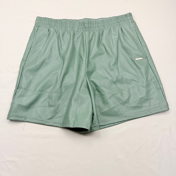 Fabletics Pants - Fabletics Vegan Leather Women's High Waist Smoke Green Shorts